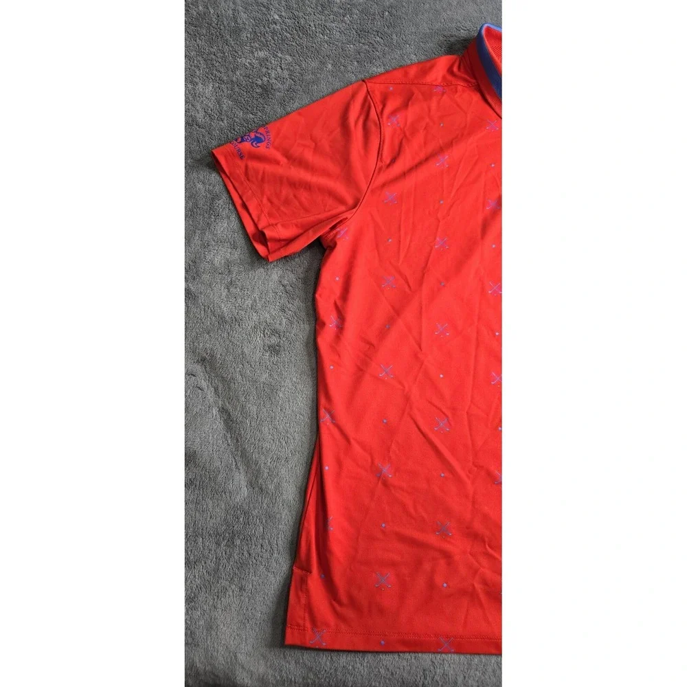 Nike Dri-Fit Vapor Polo Shirt Golf Club All Over Print Red Blue Mens XL